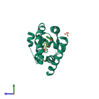 PDB entry 4em2 coloured by chain, side view.