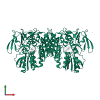 Coenzyme A disulfide reductase in PDB entry 4emw, assembly 1, front view.