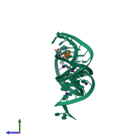 PDB entry 4ena coloured by chain, side view.