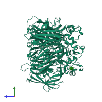 PDB entry 4enz coloured by chain, side view.