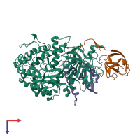 PDB entry 4epd coloured by chain, top view.