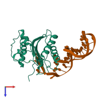 PDB entry 4er8 coloured by chain, top view.