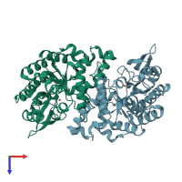 PDB entry 4erg coloured by chain, top view.