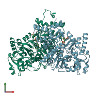 PDB entry 4eu5 coloured by chain, front view.