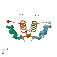 PDB entry 4ewx coloured by chain, top view.
