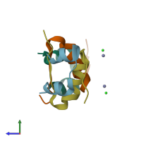 PDB entry 4ey1 coloured by chain, side view.