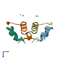 PDB entry 4ey1 coloured by chain, top view.