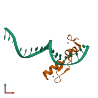 PDB entry 4f2j coloured by chain, front view.