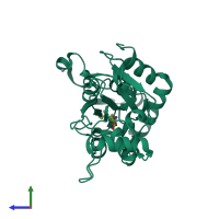 PDB entry 4f3g coloured by chain, side view.