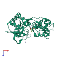 PDB entry 4f3g coloured by chain, top view.