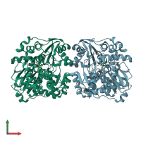 PDB entry 4f4f coloured by chain, front view.