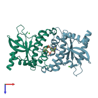 PDB entry 4f5y coloured by chain, top view.