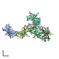 PDB entry 4f7b coloured by chain, front view.