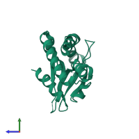 PDB entry 4f9e coloured by chain, side view.