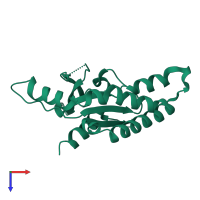 PDB entry 4f9e coloured by chain, top view.
