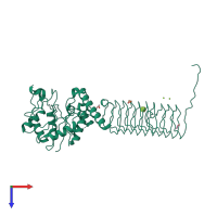 PDB entry 4fce coloured by chain, top view.