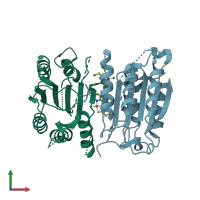 PDB entry 4fea coloured by chain, front view.