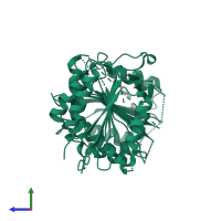 Caspase-7 subunit p20 in PDB entry 4fea, assembly 1, side view.