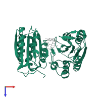 Caspase-7 subunit p20 in PDB entry 4fea, assembly 1, top view.