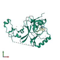 PDB entry 4fmu coloured by chain, front view.