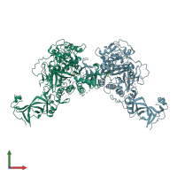 PDB entry 4fsx coloured by chain, front view.