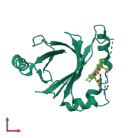 Monomeric assembly 4 of PDB entry 4fvc coloured by chemically distinct molecules, front view.