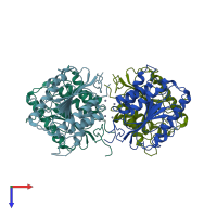 PDB entry 4fxo coloured by chain, top view.