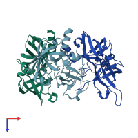 PDB entry 4fxu coloured by chain, top view.