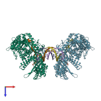 PDB entry 4fyd coloured by chain, top view.