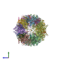 PDB entry 4fzg coloured by chain, side view.