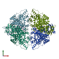 PDB entry 4g1n coloured by chain, front view.