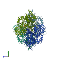 PDB entry 4g1n coloured by chain, side view.