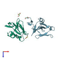 PDB entry 4g4k coloured by chain, top view.