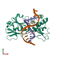 PDB entry 4g4o coloured by chain, front view.