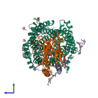 PDB entry 4g70 coloured by chain, side view.