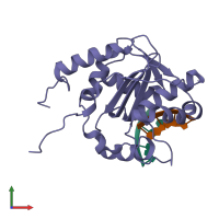 PDB entry 4g9z coloured by chain, front view.