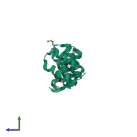 PDB entry 4ga1 coloured by chain, side view.