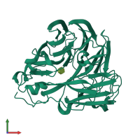 PDB entry 4gb1 coloured by chain, front view.