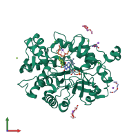 PDB entry 4gbu coloured by chain, front view.