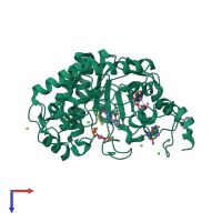 PDB entry 4gbu coloured by chain, top view.