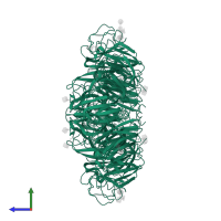 Neuraminidase in PDB entry 4gdi, assembly 1, side view.