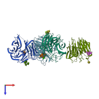 PDB entry 4gdj coloured by chain, top view.