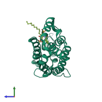 PDB entry 4gix coloured by chain, side view.