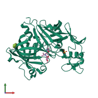 Monomeric assembly 1 of PDB entry 4gj7 coloured by chemically distinct molecules, front view.