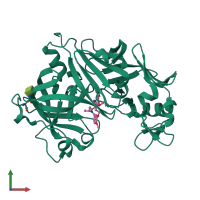 Monomeric assembly 2 of PDB entry 4gj7 coloured by chemically distinct molecules, front view.