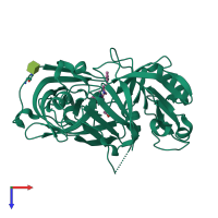 Monomeric assembly 2 of PDB entry 4gj7 coloured by chemically distinct molecules, top view.