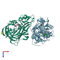 PDB entry 4gj7 coloured by chain, top view.