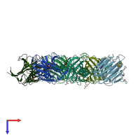 PDB entry 4gkx coloured by chain, top view.