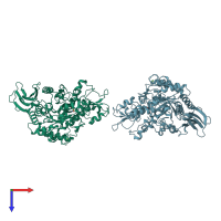 PDB entry 4go8 coloured by chain, top view.