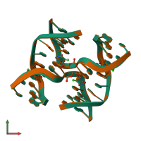 Hetero octameric assembly 1 of PDB entry 4gsg coloured by chemically distinct molecules, front view.